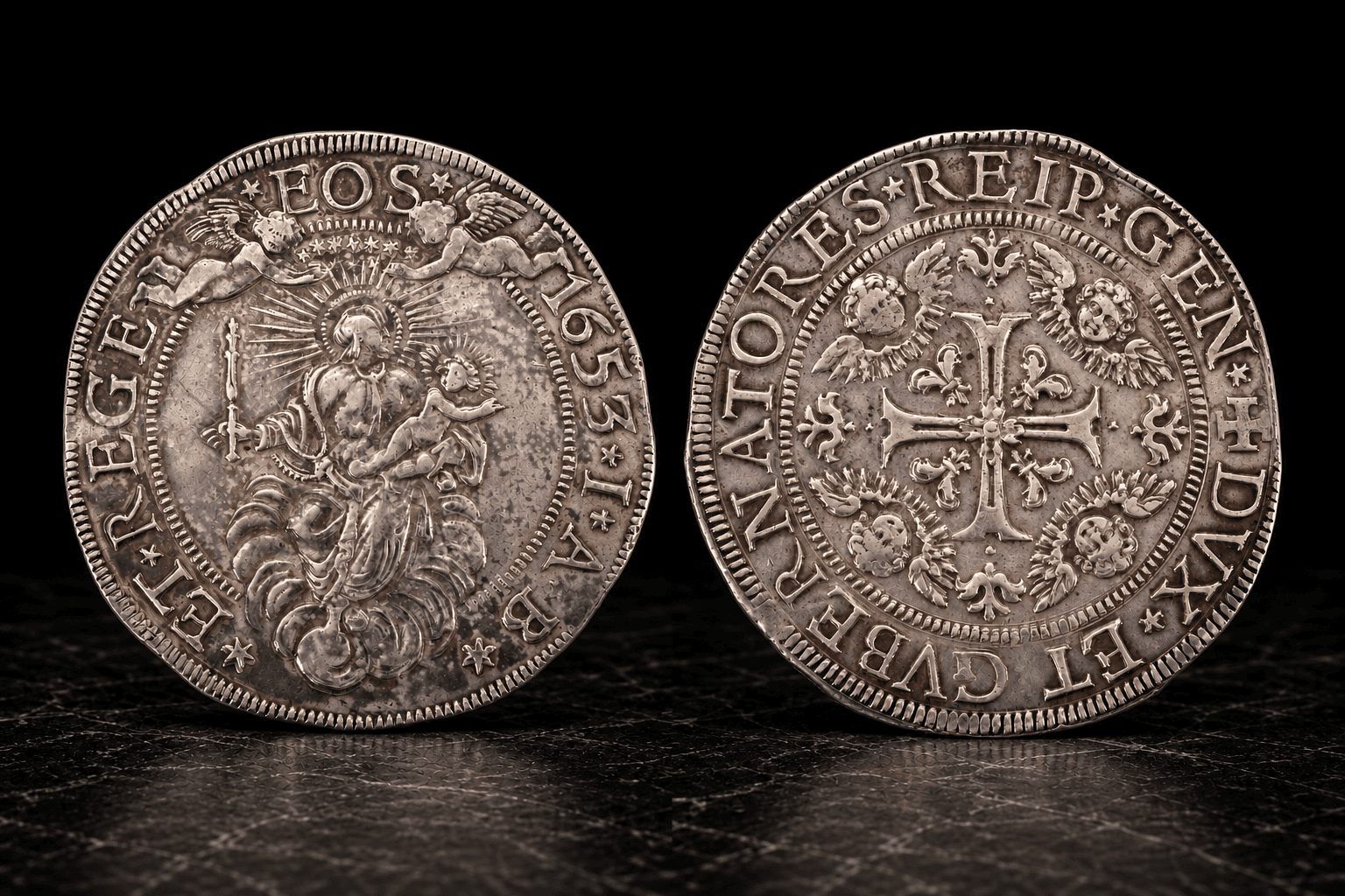 Scudo Largo- Genova Mint 1657 Plata